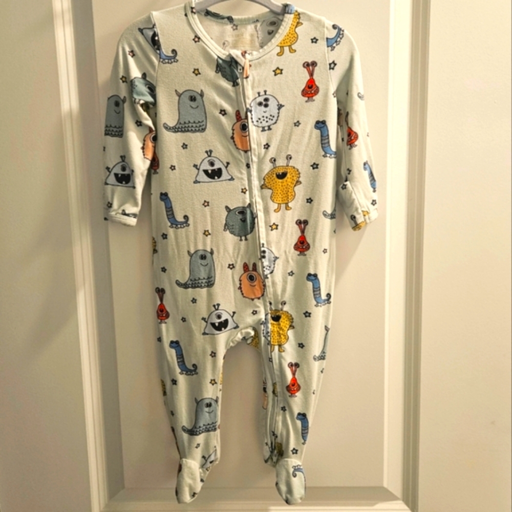 Caden Lane 3-6M Monster Zip Up Footed Pajamas